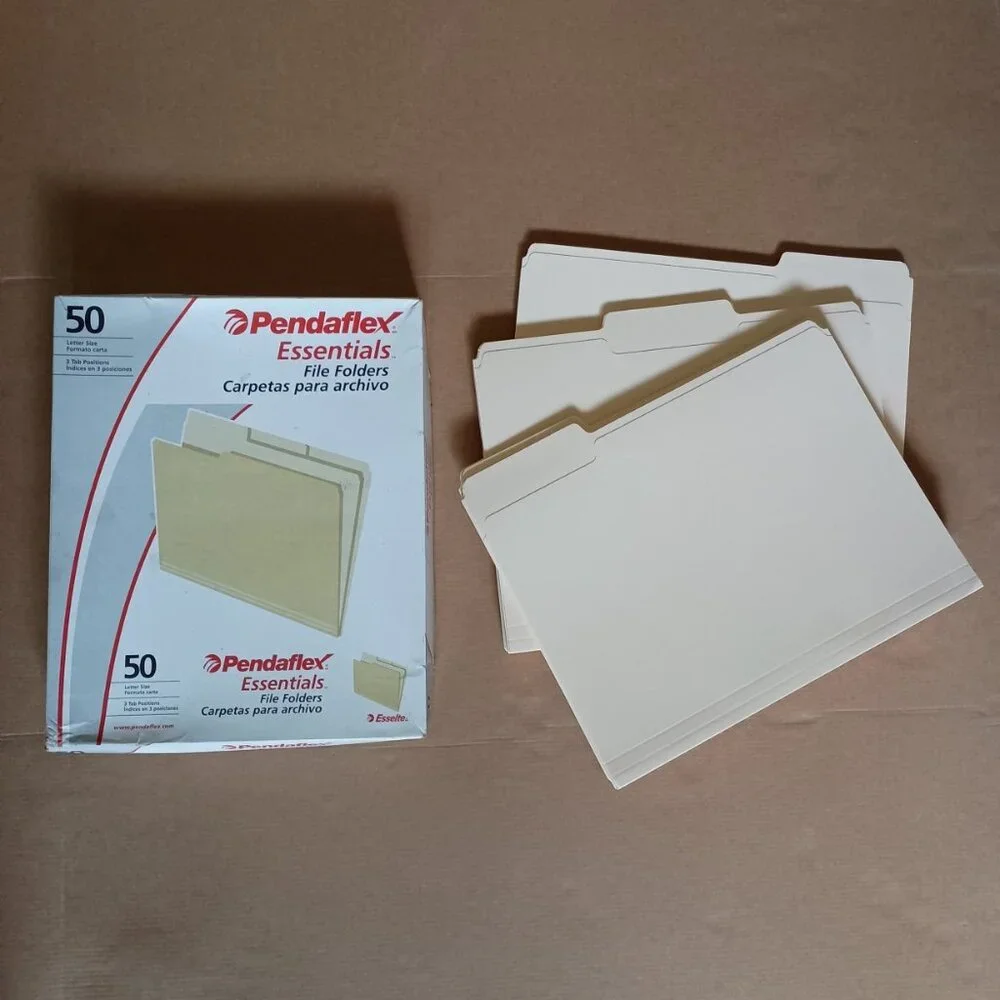 43 Manila file folders Esselte Pendaflex Essentials letter size 3 tab positions